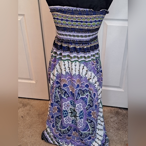 Strapless Multi Colored Maxi Dress - Picture 5 of 7